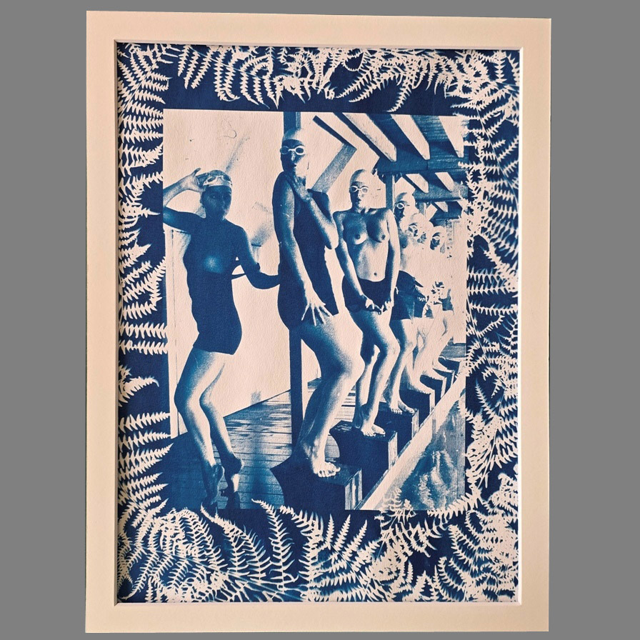 Hand on Hip – Pool Ladies Photo Shoot – Unique Fern Cyanotype