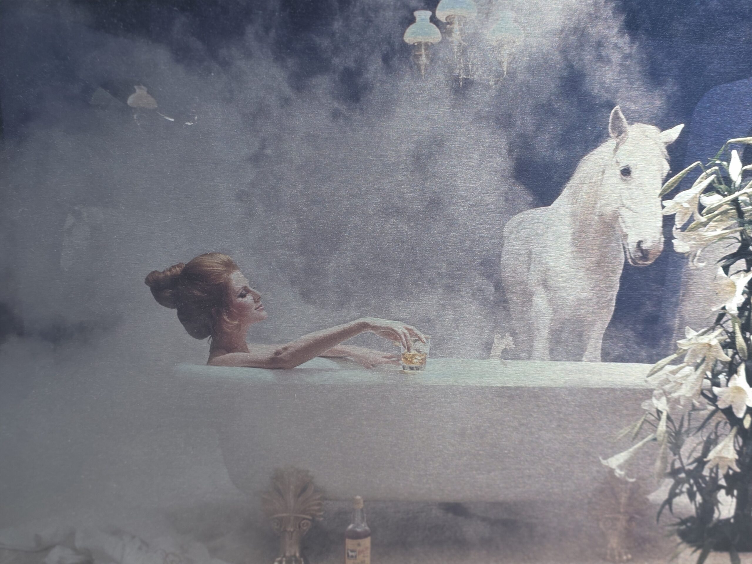 Girl in bath with White Horse behind, print on aluminium, photo by Michael Joseph - Image 2