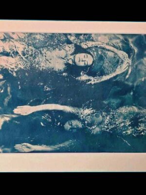 Swimming Opposite – Pool Ladies Photo Shoot – Unique Cyanotype (Presented in an Off-White Conservation Mount)