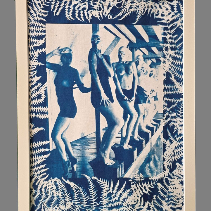Hand on Hip – Pool Ladies Photo Shoot – Unique Fern Cyanotype - Image 7