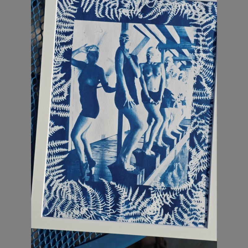 Hand on Hip – Pool Ladies Photo Shoot – Unique Fern Cyanotype - Image 8