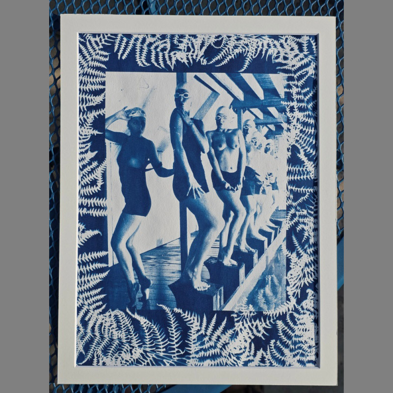 Hand on Hip – Pool Ladies Photo Shoot – Unique Fern Cyanotype - Image 4