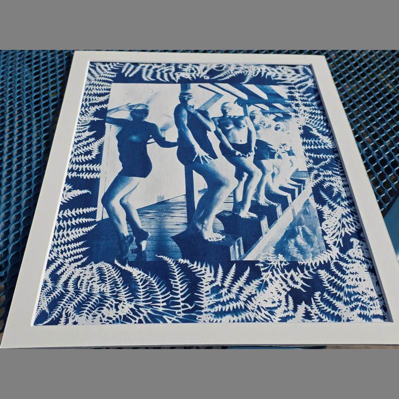 Hand on Hip – Pool Ladies Photo Shoot – Unique Fern Cyanotype - Image 6