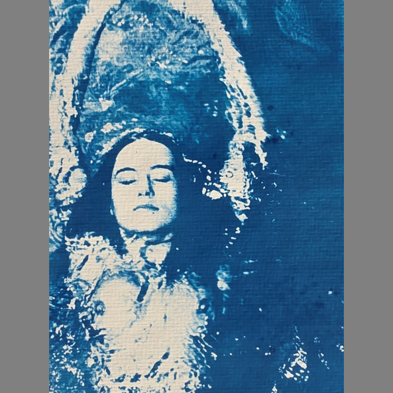 Close-up of Swimming Opposite – Pool Ladies Photo Shoot – Unique Cyanotype (Presented in an Ultra-White Conservation Mount) - Image 4