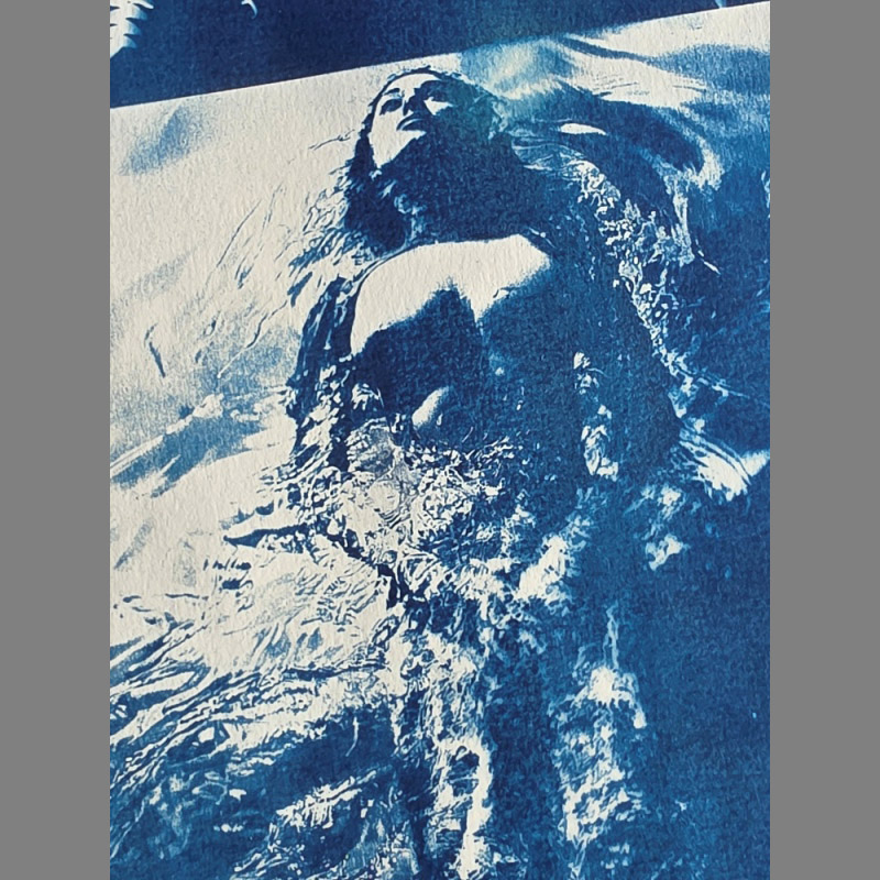 Nageuse solitaire dans un ecrin de fougères – cyanotype séance photo « Pool Ladies » par Michael Joseph – Image 5