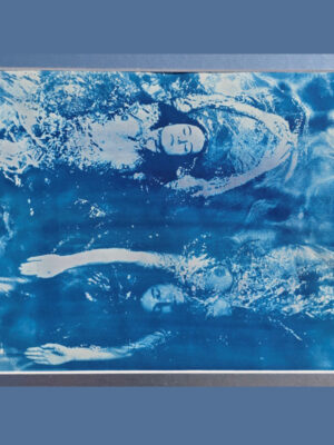 Swimming Opposite – Pool Ladies Photo Shoot – Unique Cyanotype (Presented in a Silver Conservation Mount)