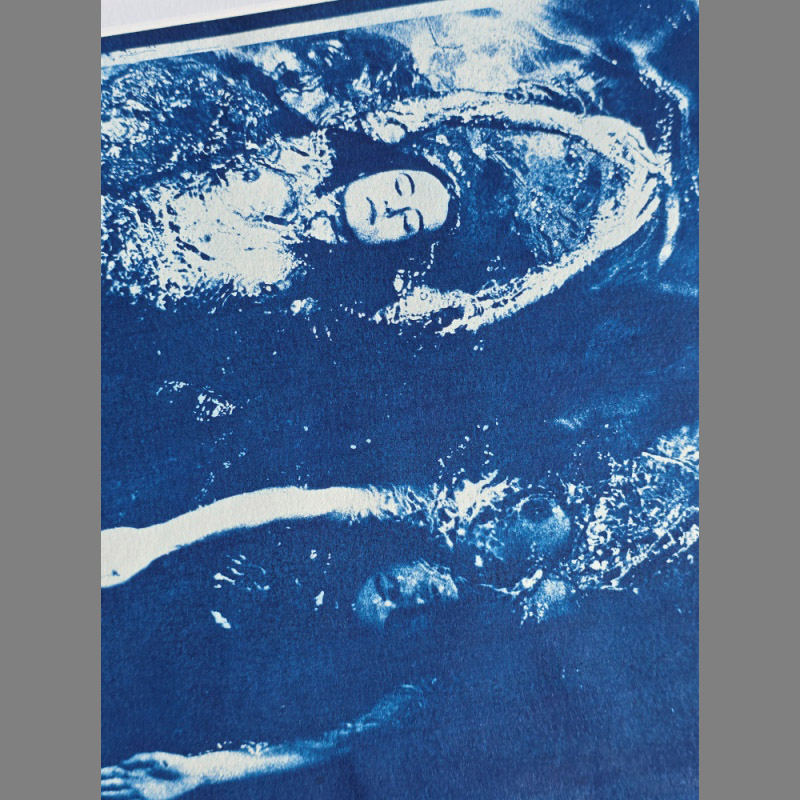 Swimming Opposite – Framed Unique Cyanotype – Pool Ladies Photo Shoot for Playboy TV (USA) by Michael Joseph - Image 6