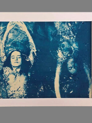 Close-up of Swimming Opposite – Pool Ladies Photo Shoot – Unique Cyanotype (Presented in an Ultra-White Conservation Mount)