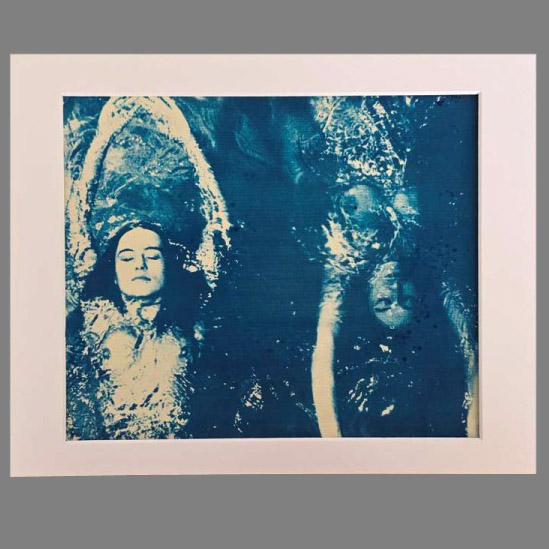 Close-up of Swimming Opposite – Pool Ladies Photo Shoot – Unique Cyanotype (Presented in an Ultra-White Conservation Mount)