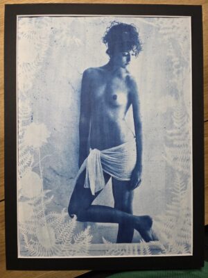 Nivea - figure among ferns, unique cyanotype from a photo by Michael Joseph