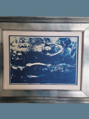 Swimming Opposite – Framed Unique Cyanotype – Pool Ladies Photo Shoot for Playboy TV (USA) by Michael Joseph