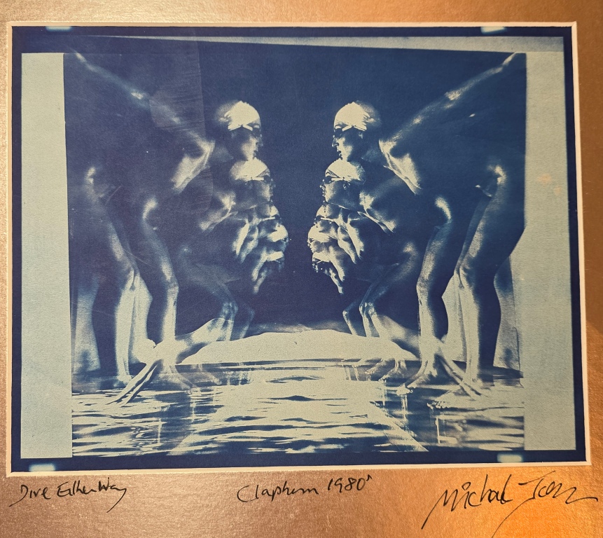 Dive either way, cyanotype unique, photo série « Pool Ladies », signée par Michael Joseph